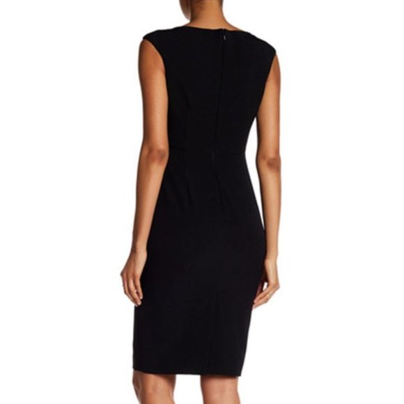 Tahari Neck Cutout Cap Sleeve Sheath Dress Black 2 - Picture 2 of 3